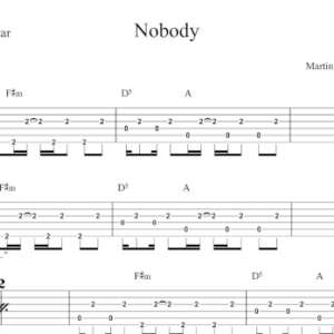 Lead Guitar Tablature for "Nobody" by Martin Jensen & James Arthur.