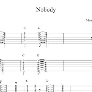Strum Guitar Tablature for "Nobody" by Martin Jensen & James Arthur.