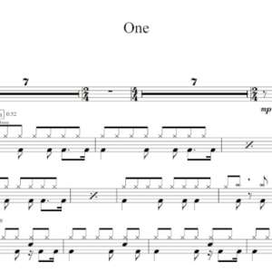 Drum Sheet Music for "One" by Metallica.