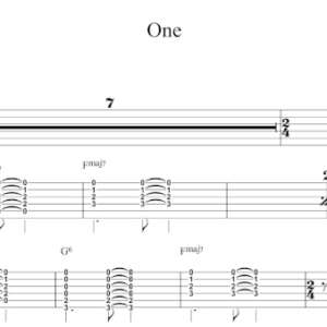 Strum Guitar Tablature for "One" by Metallica.