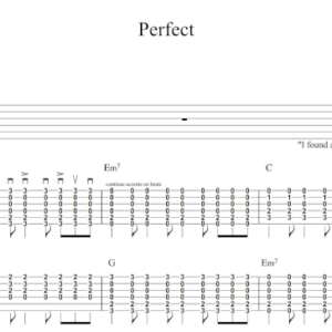 Strum Guitar Tablature for "Perfect" by Ed Sheeran.