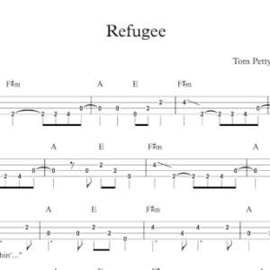 Bass Guitar Tablature for "Refugee" by Tom Petty & The Heartbreakers.