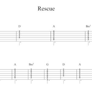 Strum Guitar Tablature for "Rescue" by Lauren Daigle.