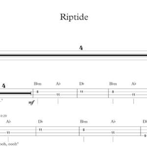 Bass Guitar Tablature for "Riptide" by Vance Joy.