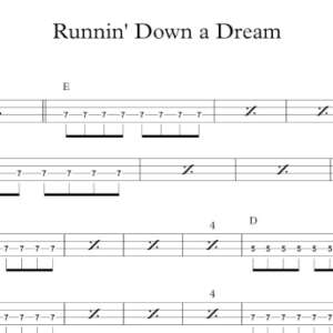 Bass Guitar Tablature for "Runnin' Down a Dream" by Tom Petty & The Heartbreakers.