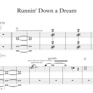 Keyboard Sheet Music for "Runnin' Down a Dream" by Tom Petty & The Heartbreakers.