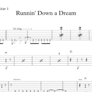 Lead Guitar 1 Tablature for "Runnin' Down a Dream" by Tom Petty & The Heartbreakers.