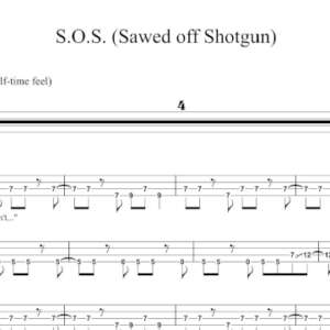 Bass Guitar Tablature for "S.O.S. (Sawed off Shotgun)" by The Glorious Sons.
