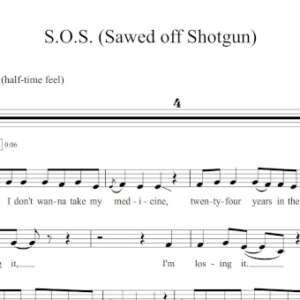 Melody Sheet Music for "S.O.S. (Sawed off Shotgun)" by The Glorious Sons.