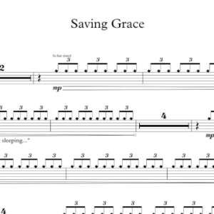 Drum Sheet Music for "Saving Grace" by Tom Petty.