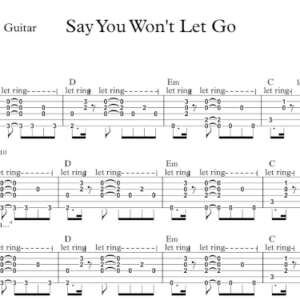 Lead Guitar Tablature for "Say You Won't Let Go" by James Arthur.