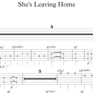 Rhythm Guitar Tablature for "She's Leaving Home" by The Beatles.