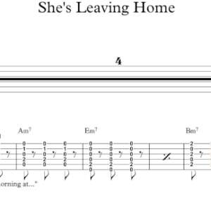 Strum Guitar Tablature for "She's Leaving Home" by The Beatles.