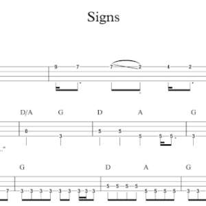 Bass Guitar Tablature for "Signs" by Tesla.