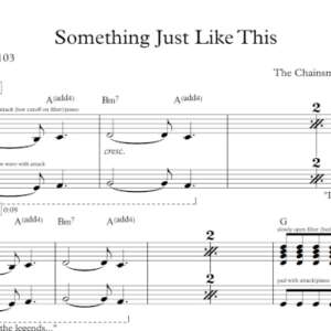 Keyboard Sheet Music for "Something Just Like This" by The Chainsmokers & Coldplay.