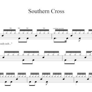Drum Sheet Music for "Southern Cross" by Crosby, Stills & Nash.
