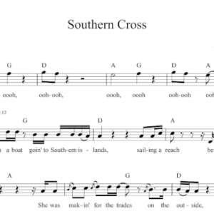 Melody Sheet Music for "Southern Cross" by Crosby, Stills & Nash.