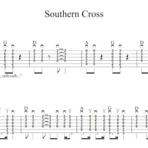 Strum Guitar Tablature for "Southern Cross" by Crosby, Stills & Nash.