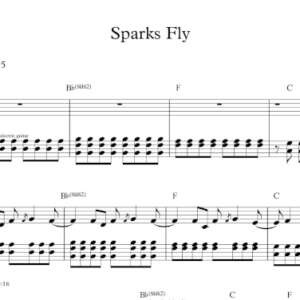 Keyboard Sheet Music for "Sparks Fly" by Taylor Swift.