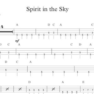 Bass Guitar Tablature for "Spirit in the Sky" by Norman Greenbaum.