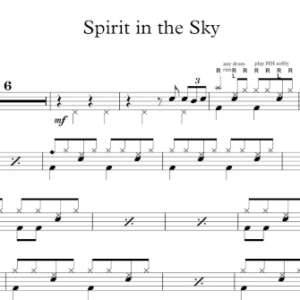 Drum Sheet Music for "Spirit in the Sky" by Norman Greenbaum.