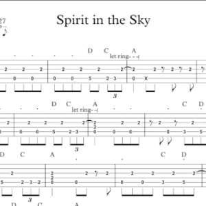 Rhythm Guitar Tablature for "Spirit in the Sky" by Norman Greenbaum.