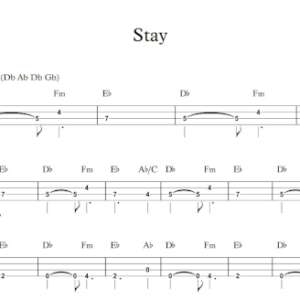 Bass Guitar Tablature for "Stay" by Zedd & Alessia Cara.