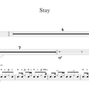 Drum Sheet Music for "Stay" by Zedd & Alessia Cara.