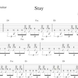Lead Guitar Tablature for "Stay" by Zedd & Alessia Cara.