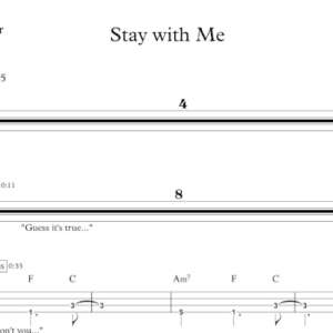 Bass Guitar Tablature for "Stay with Me" by Sam Smith.