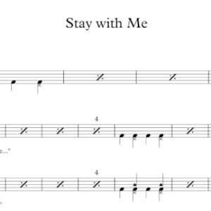 Drum Sheet Music for "Stay with Me" by Sam Smith.