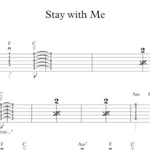 Strum Guitar Tablature for "Stay with Me" by Sam Smith.