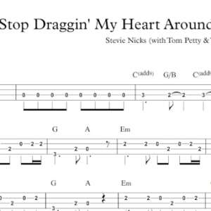 Bass Guitar Tablature for "Stop Draggin' My Heart Around" by Stevie Nicks (with Tom Petty & The Heartbreakers).