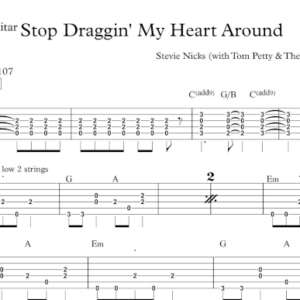 Rhythm Guitar Tablature for "Stop Draggin' My Heart Around" by Stevie Nicks (with Tom Petty & The Heartbreakers).