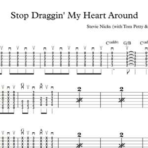 Strum Guitar Tablature for "Stop Draggin' My Heart Around" by Stevie Nicks (with Tom Petty & The Heartbreakers).