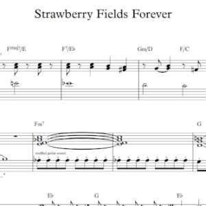 Keyboard Sheet Music for "Strawberry Fields Forever" by The Beatles.