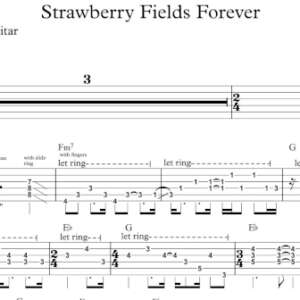 Lead Guitar Tablature for "Strawberry Fields Forever" by The Beatles.