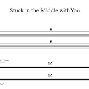 Keyboard Sheet Music for "Stuck in the Middle with You" by Stealers Wheel.