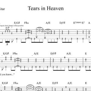 Lead Guitar Tablature for "Tears in Heaven" by Eric Clapton.