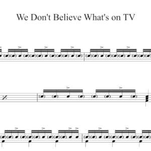 Drum Sheet Music for "We Don't Believe What's on TV" by twenty one pilots.