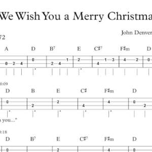 Bass Guitar Tablature for "We Wish You a Merry Christmas" by John Denver & The Muppets.