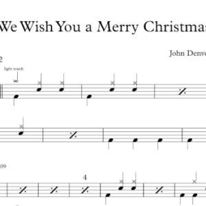 Drum Sheet Music for "We Wish You a Merry Christmas" by John Denver & The Muppets.
