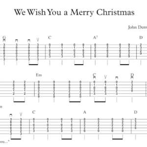 Strum Guitar Tablature for "We Wish You a Merry Christmas" by John Denver & The Muppets.