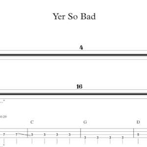 Bass Guitar Tablature for "Yer So Bad" by Tom Petty.