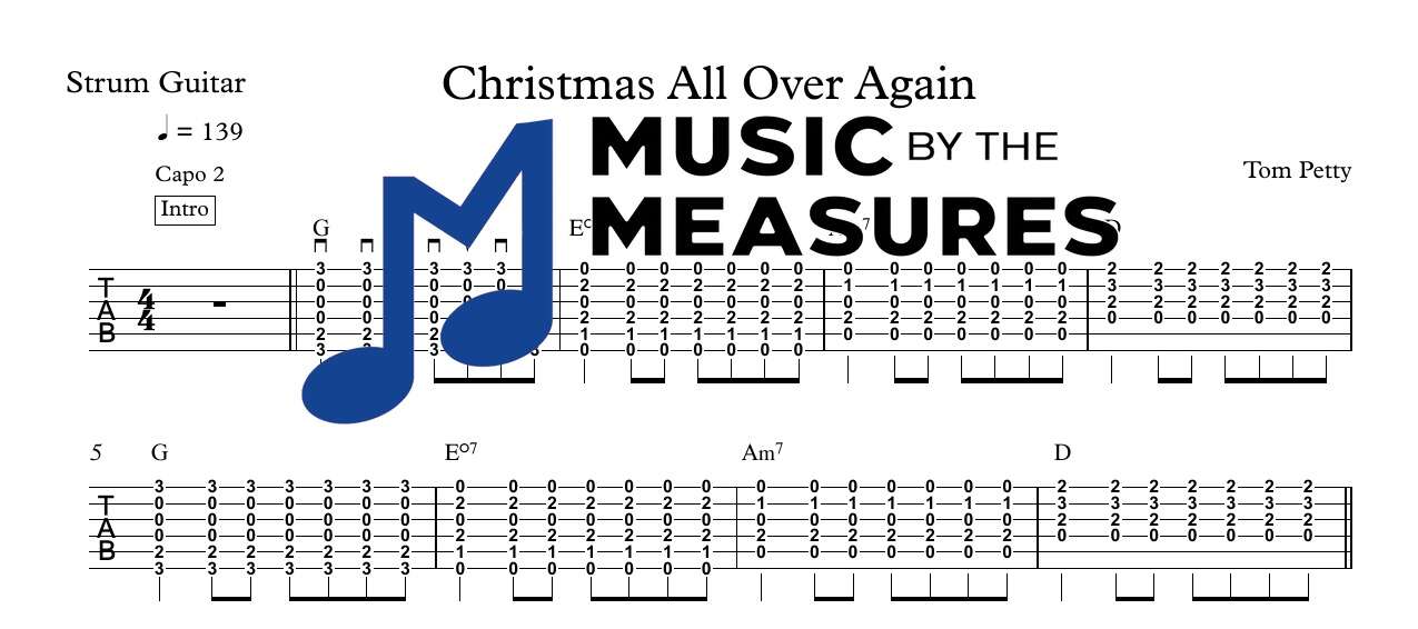christmas-all-over-again-tom-petty-strum-guitar-sheet-music-preview Christmas All Over Again by Tom Petty strum guitar sheet music, accurately arranged, preview