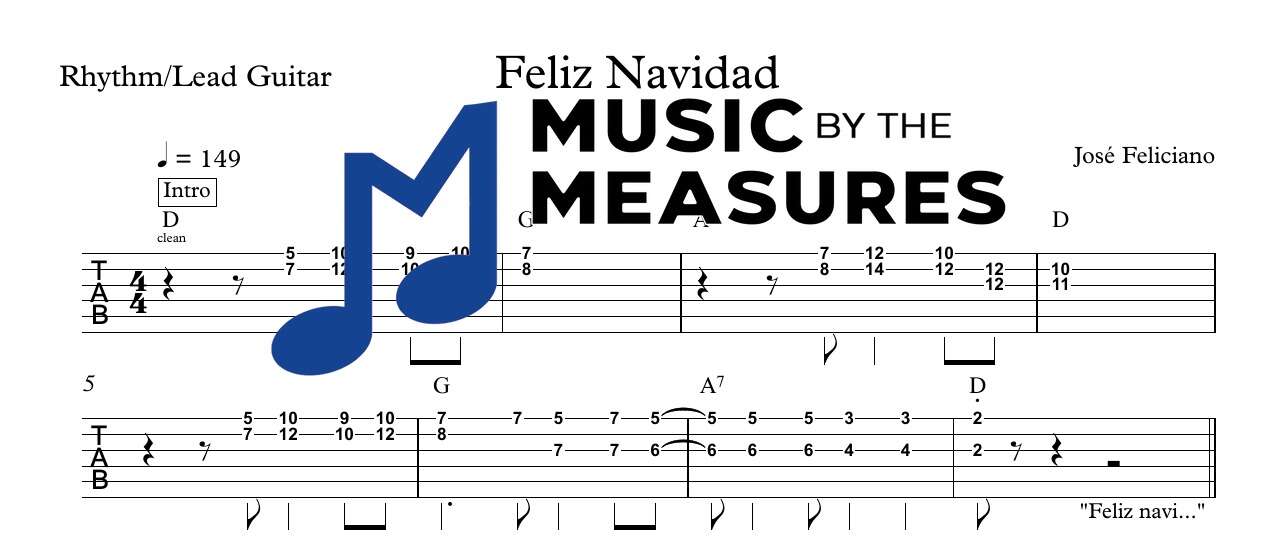 feliz-navidad-jose-feliciano-lead-guitar-sheet-music-preview Feliz Navidad by Jose Feliciano accurate lead guitar sheet music transcription preview
