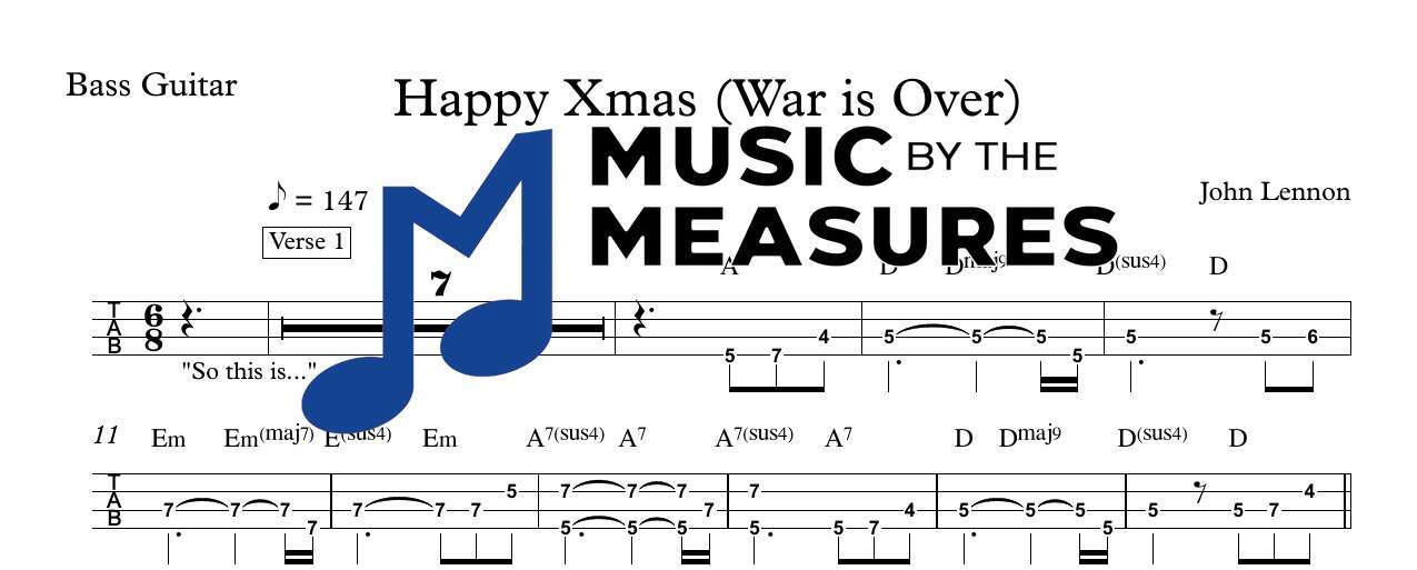 happy-xmas-war-is-over-john-lennon-bass-sheet-music-preview Happy Xmas (War Is Over) by John Lennon accurate bass sheet music transcription preview