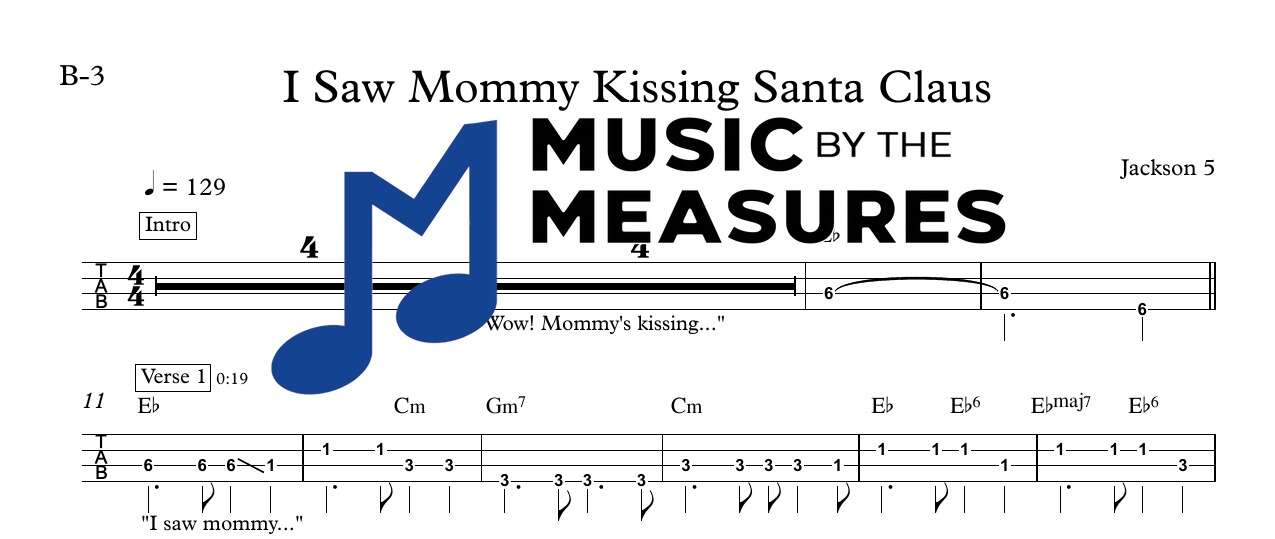 i-saw-mommy-kissing-santa-claus-jackson-5-bass-sheet-music-preview I Saw Mommy Kissing Santa Claus by Jackson 5 accurate bass sheet music transcription preview