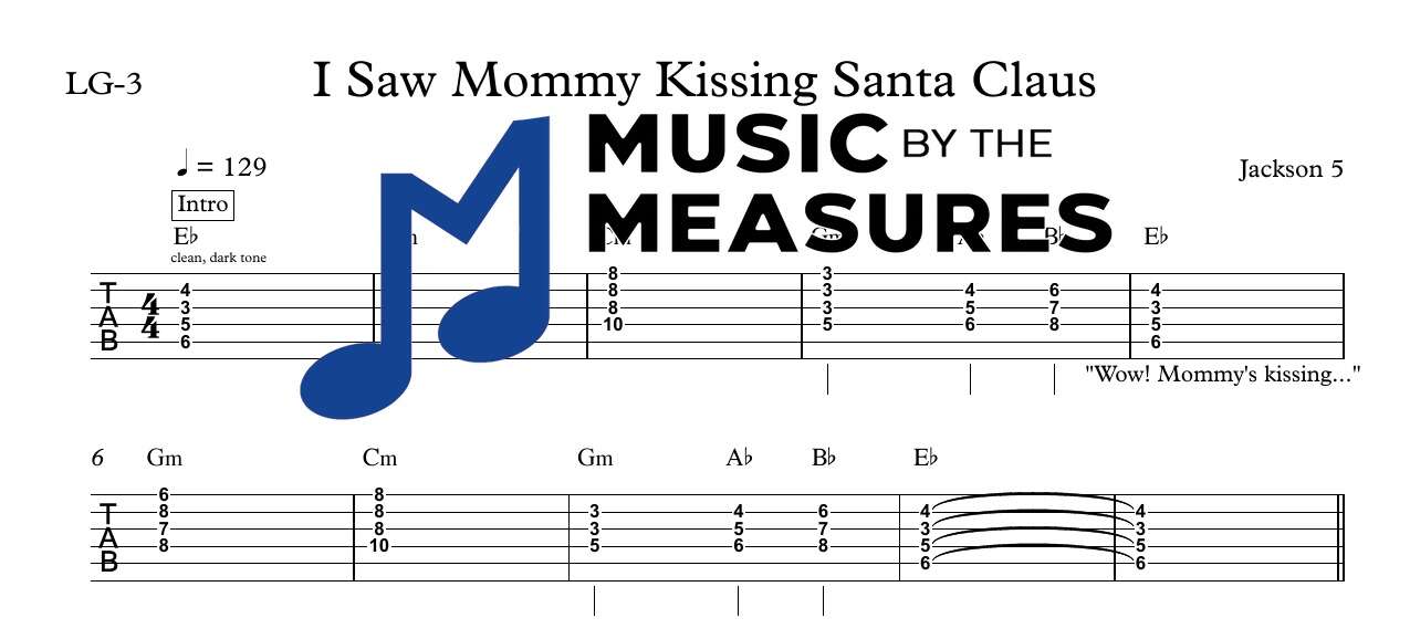i-saw-mommy-kissing-santa-claus-jackson-5-lead-guitar-sheet-music-preview I Saw Mommy Kissing Santa Claus by Jackson 5 accurate lead guitar sheet music transcription preview