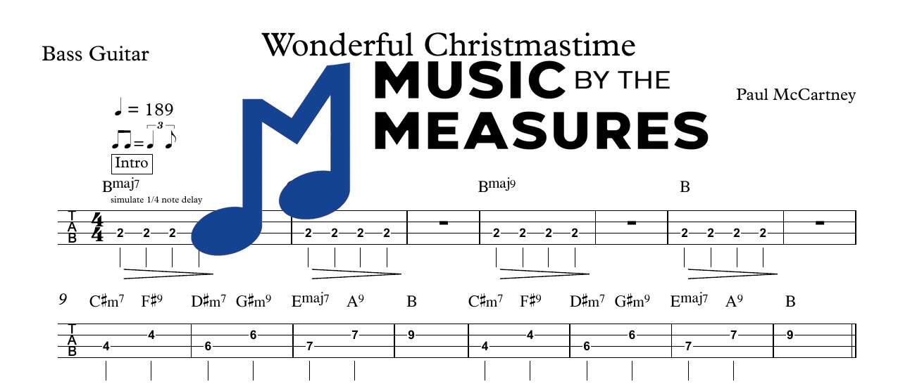 wonderful-christmastime-paul-mccartney-bass-sheet-music-preview Wonderful Christmastime by Paul McCartney accurate bass sheet music transcription preview